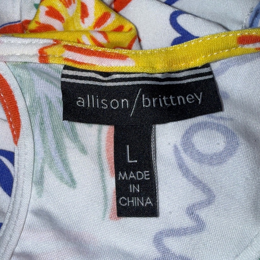 Allison Brittney Womens Tropical Italia Limoncello Print Trapeze Dress Large - Picture 3 of 10